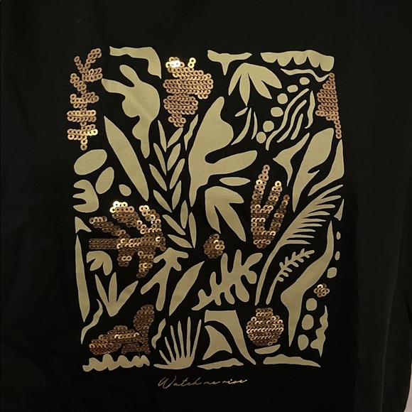 Black Graphic T-Shirt with Gold Design - Picture 2 of 5
